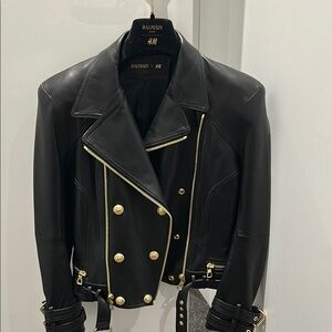 Balmain Black Leather Jacket